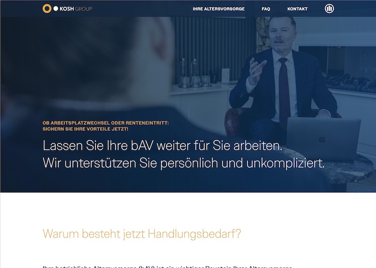Screenshot der Website KOSH - Arbeitgeberwechsel.