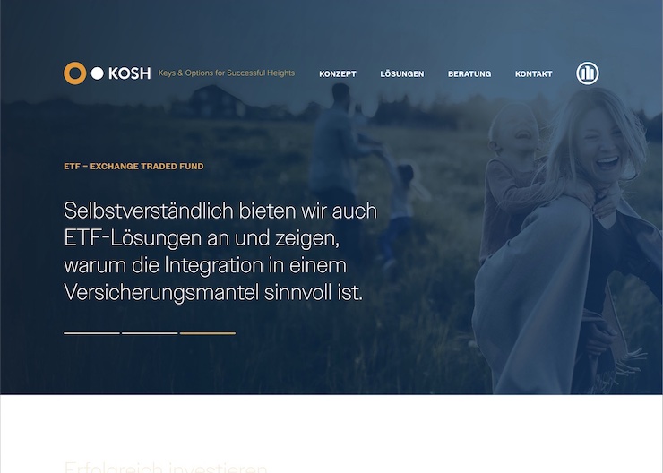 Screenshot der Website KOSH - Anlagestrategien.