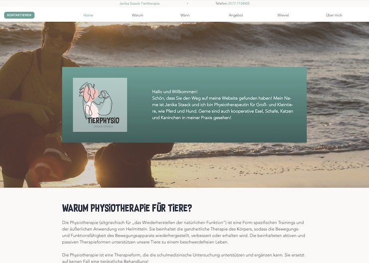 Screenshot der Website Tiertherapie Staack.